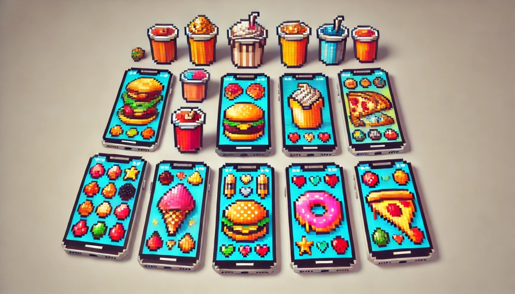 Phone screens showing food