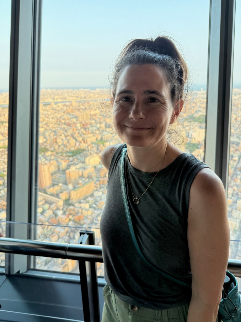A woman at the top of Tokyo Skytree